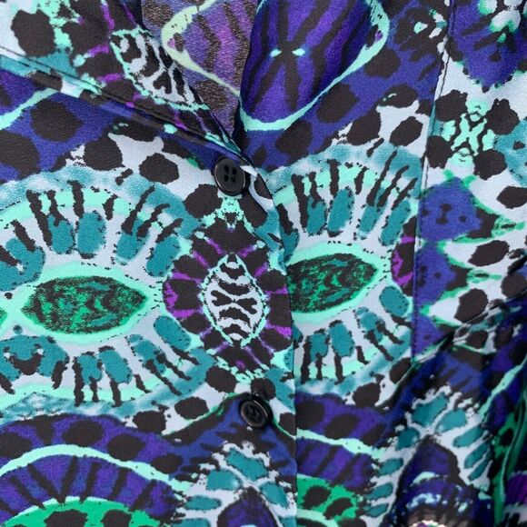 Maeve By Anthropology Ikat Pattern Shirt Dress Women Size Small Roll Tab Sleeve - Picture 9 of 14